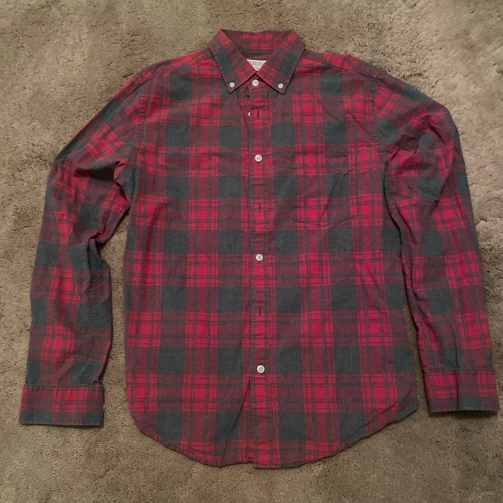 Merona Red and Gray Checkered Men's Shirt